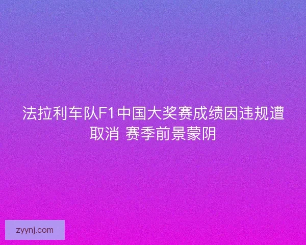 法拉利车队F1中国大奖赛成绩因违规遭取消 赛季前景蒙阴 法拉利车队F1中国大奖赛成绩因违规遭取消 赛季前景蒙阴