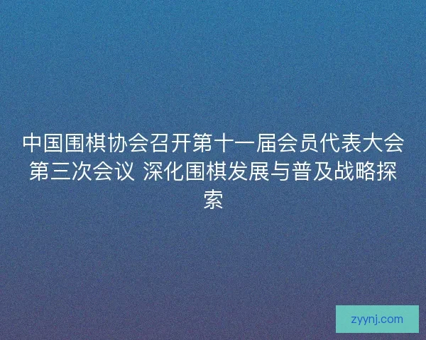 中国围棋协会召开第十一届会员代表大会第三次会议 深化围棋发展与普及战略探索 中国围棋协会召开第十一届会员代表大会第三次会议 深化围棋发展与普及战略探索