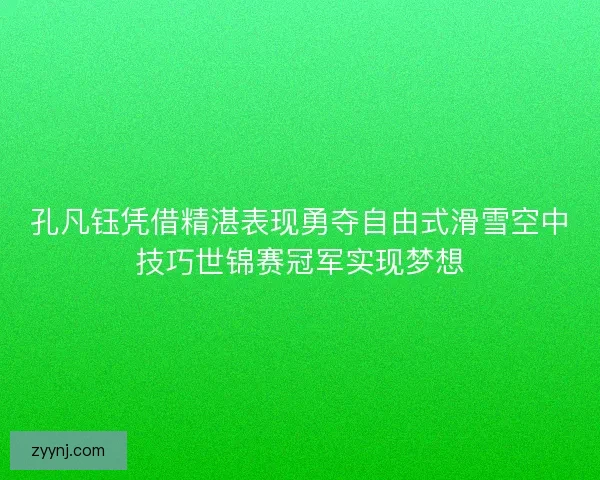 孔凡钰凭借精湛表现勇夺自由式滑雪空中技巧世锦赛冠军实现梦想
