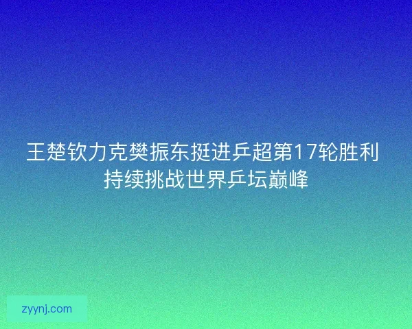 王楚钦力克樊振东挺进乒超第17轮胜利 持续挑战世界乒坛巅峰 王楚钦力克樊振东挺进乒超第17轮胜利 持续挑战世界乒坛巅峰